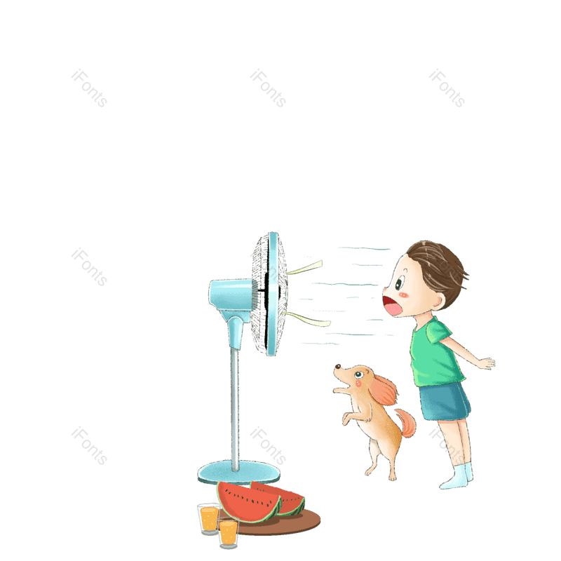 夏至图片,风扇元素,夏天PNG,插画免抠素材